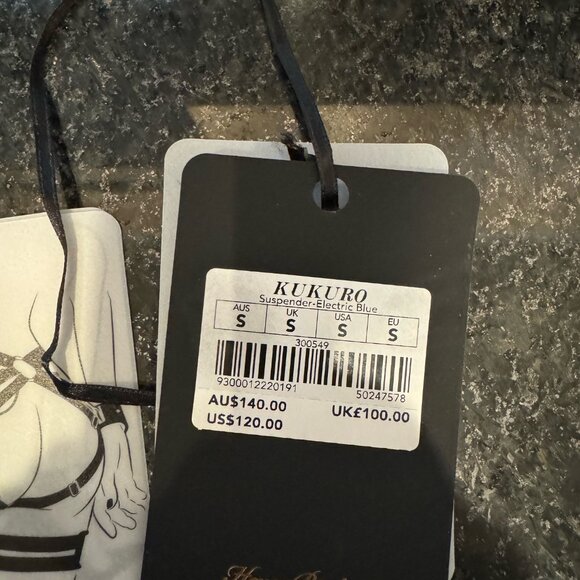 Honey Birdette Morgan Kukuro Electric Blue Set Small Medium Bra Panty Garter - Picture 3 of 13